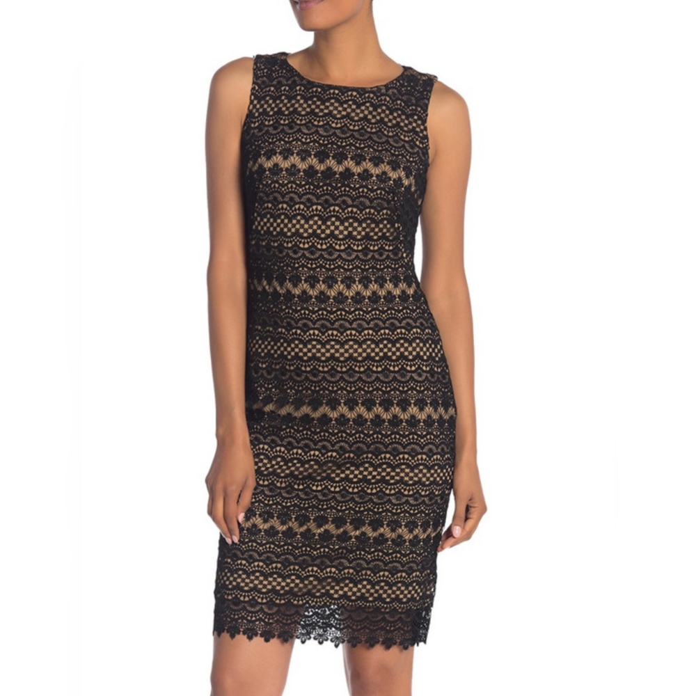 MONSOON Black Nude Lace Lined Dress